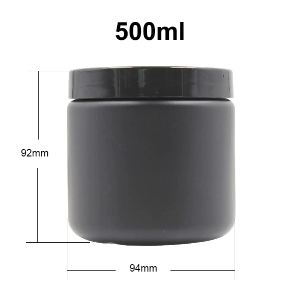 500ml 16oz Hair Oil Pomade Black Plastic HDPE Jar